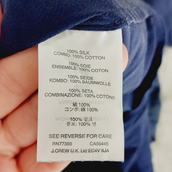 J. Crew Blue Two Fabric Button Up Long Sleeve Sheer Shirt Blouse P2301 - Picture 6 of 7